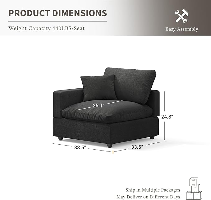 Modular Sectional Sofa Couch for Living Room, Convertible Upholstered Comfy Couches Deep Seat Sofa | Removable & Washable Cushion Covers, Filled with Down Cotton | Free Combination Sleeper Sofa Bed