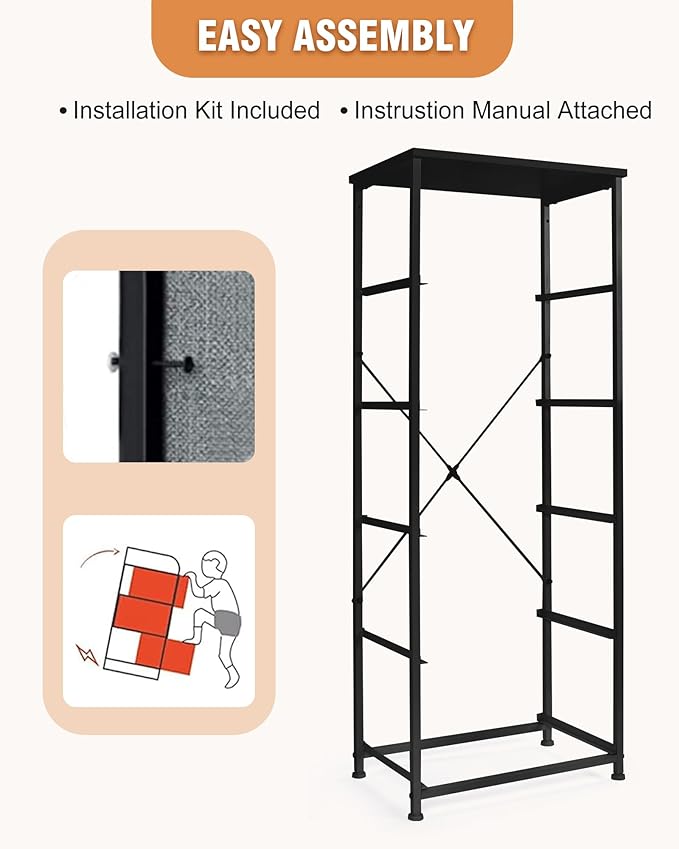 Dresser for Bedroom, Fabric Tall Dresser & Chests of Drawers with 5 Drawers, Vertical Organizer Storage Tower Unit for Bedroom, Hallway Grey
