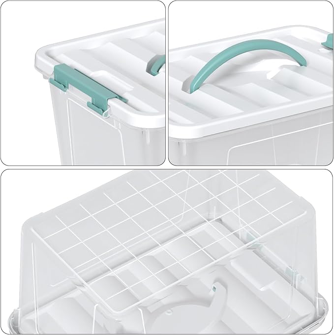 Readsky 4 Packs Clear Storage Latch Box Plastic, Plastics Storage Bins, 14 Quart
