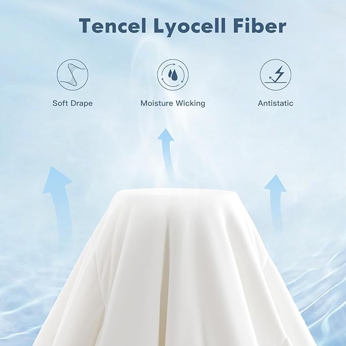 EASELAND King Tencel Cooling Comforter for Hot Sleepers - Double-Sided Lightweight and Breathable Fabric for Night Sweats - All Season Cooling Blanket Machine Washable（108x90in, Withe）