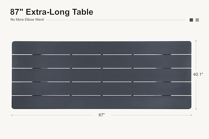PURPLE LEAF 7 Pieces Patio Dining Set All-Weather Modern Outdoor Conversation Set Aluminum Dining Table and Chairs with Olefin Cushions Pillows for Garden Backyard Kitchen Grey