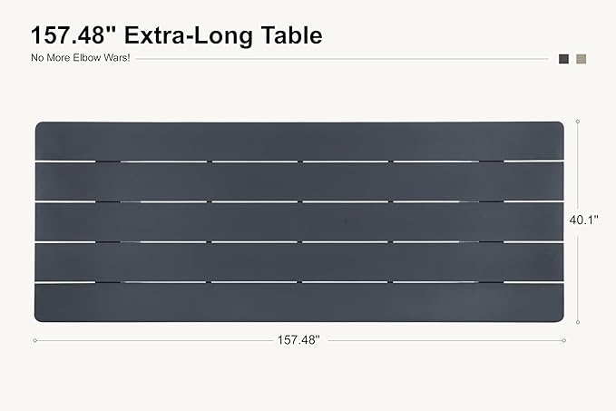 PURPLE LEAF 11 Pieces Outdoor Patio Dining Set Modern Extra Large Weather-Resistant Table and Aluminum Chairs with Olefin Fabric Cushions for Family Dinners Indoor Decor Kitchen Grey