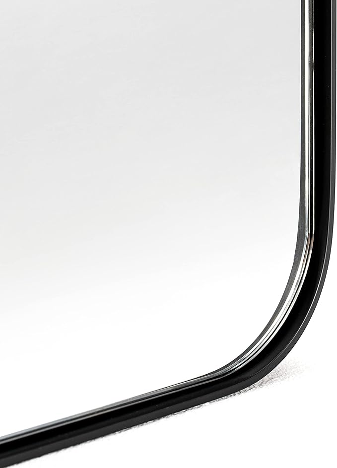 Black Bathroom Mirrors for Over Sink, 24 x 36 Inch Rounded Corner Rectangle Bathroom Vanity Mirror for Wall, Hangs Horizontally or Vertically