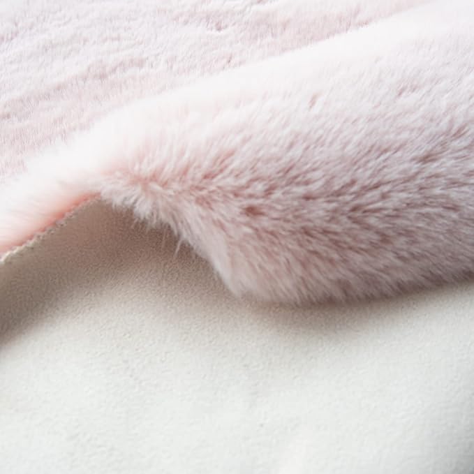 Fluffy Pink Washable Runner Rugs for Bedroom Fuzzy Faux Rabbit Shag Fur Rug for Living Room Furry Runner Rugs for Hallway 2x8 Nursery Rug