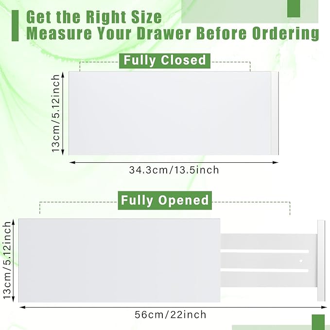 4 Pcs Deep Bamboo Drawer Dividers, Deep Kitchen Dresser Drawer Organizer with Spring Loaded for Clothes, Adjustable Expandable from 15-22 Inch(6 Inch,White)