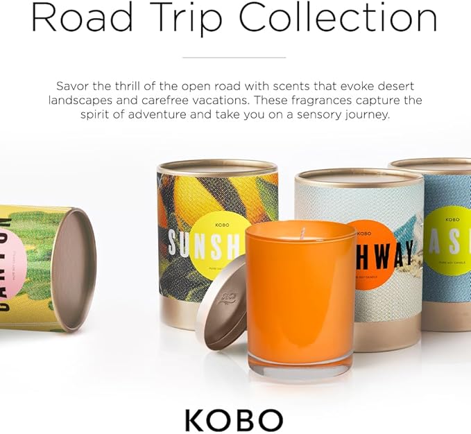 KOBO Highway Scented Candle for Home (11 oz) – 100% Pure Soy Candle – 80-Hour Long-Lasting, Clean Burn Time – All Natural, Vegan, Non-GMO