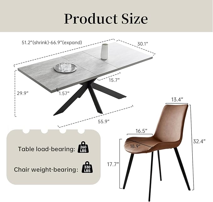 ZckyCine Dining Table Set for 6, Modern 78'' Wood Dining Table and Fabric Dining Chairs Set of 6,Table and Chairs Set of 6,Ideal for Kitchen Dining Room