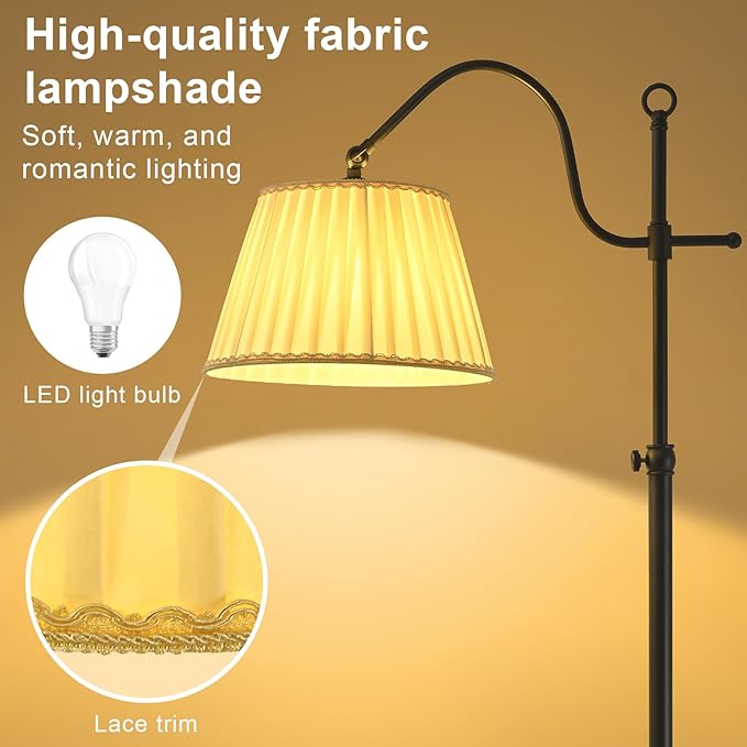 Smart 12W LED Floor Lamps Adjustable Brightness and Color, Black Retro Modern Boho Home Decor, Living Room Sofa Corner Bedroom Bedside Office Reading Standing Tall Lights