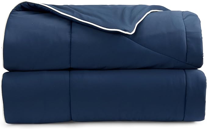 Springtree Home Luxury Viscose from Bamboo Blanket & Comforter | Viscose from Bamboo Comforter Queen Size -90" x 90" | Cooling Blanket | Breathable & Lightweight | Full/Queen - Midnight Blue