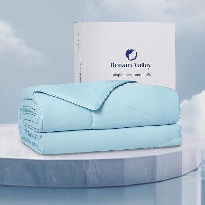 Dream Valley®Outlast®Deepsleep Cooling Comforter, King Size, NASA-Grade Space Technology Cooling Blanket for Hot Sleepers Night Sweats, Q-Max > 0.45 Aerocool™Breathable, Ice Blue, 106"x90"