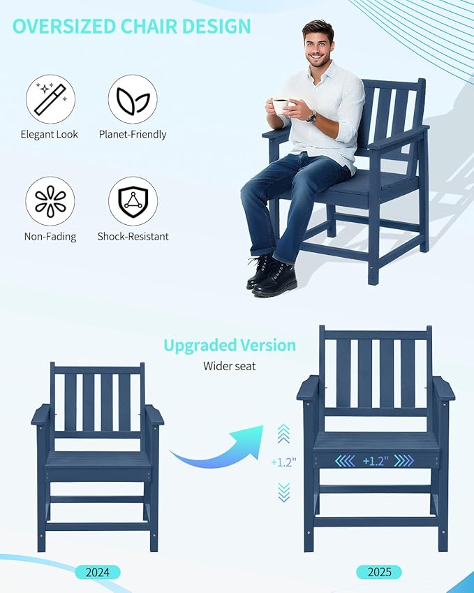 QUASCO Outdoor Patio Dining Table Set, 5-Piece Outdoor HDPE Dining Furniture Sets with Umbrella Hole Table and 4 Chairs, All Weather for Backyard, Garden, Poolside, Lawn, Navy