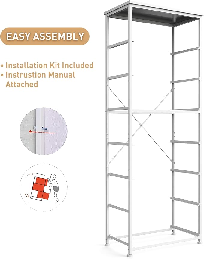 Tall Fabric Dresser for Bedroom, Vertical Storage Organizer Tower with 7 Drawers, Chest of Drawers with Bins, Steel Frame, Wood Top for Bedroom, Closet, Entryway Light Grey