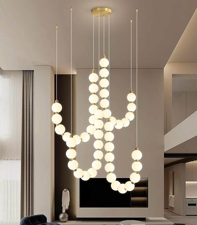 Modern Chandeliers LED Dimmable Light Acrylic Balls Ceiling Pendant Lighting for Living Room Dining Room Bedroom Adjustable Hanging Lights 90 Watts Gold Lamp