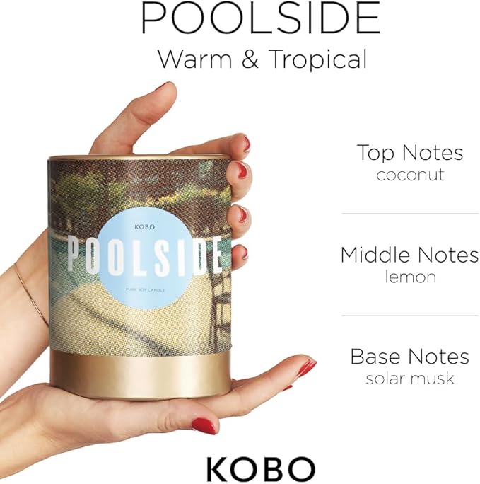KOBO Poolside Scented Candle for Home (11 oz) – 100% Pure Soy Candle – 80-Hour Long-Lasting, Clean Burn Time – All Natural, Vegan, Non-GMO