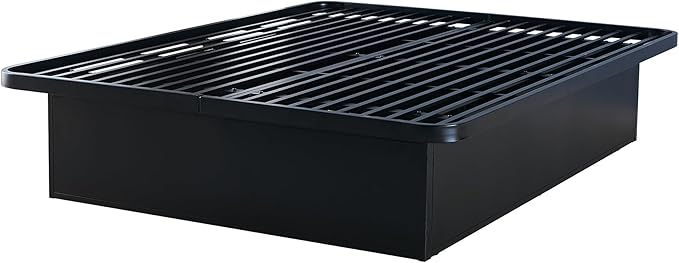 Modern Style Heavy Duty Full Size Platform Bed Frame Made with Metal and 16 Inch Height in Black