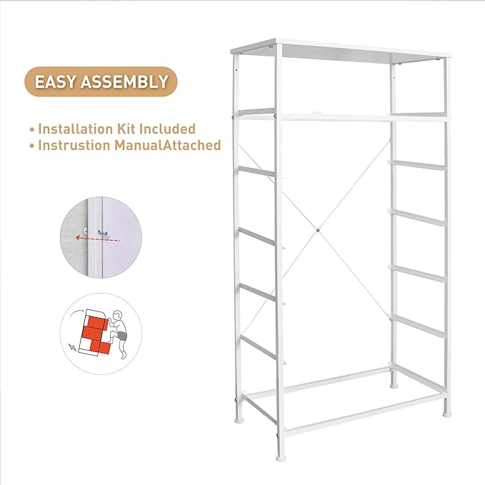Tall Dresser for Bedroom, Vertical Storage Organizer Tower with 7 Drawers, Chest of Drawers with Fabric Bins, Steel Frame, Wood Top for Bedroom, Closet, Entryway- Light Grey