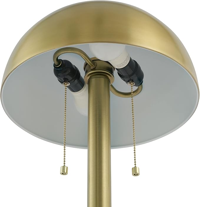 GLOBE Electric 65786 Haydel 60" 2-Light Floor Lamp, Matte Brass, Double On/Off Pull Chain, Bulb Not Included
