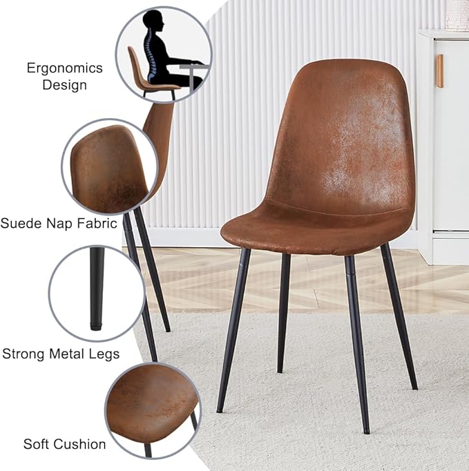 7 Piece Dining Table Set for 6,Modern 55'' Rectangle Wood Dining Table and Fabric Dining Chairs 6,Kitchen Table and Chairs for 6,Ideal for Kitchen Dining Room