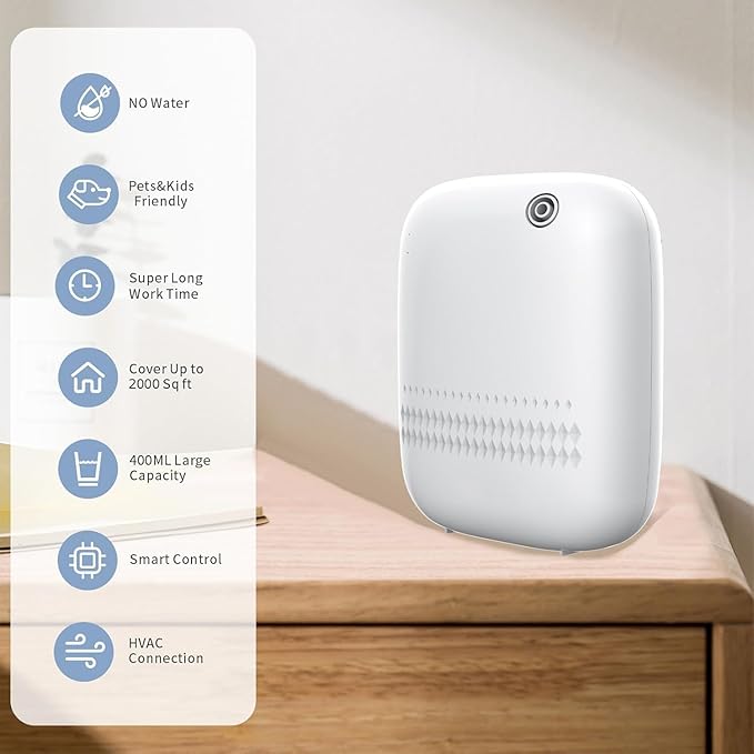 Upgraded Scent Air Machine for Home Cover Up to 2000 sq.ft, Hotel and Commercial Use 400ML Diffuser with 100ML Royal Tranquility Essential Oil, Waterless Cold Air Diffuser for Home, Office