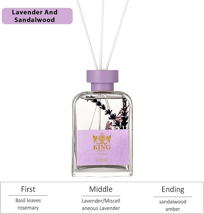 Reed Diffuser (200ml) Reed Diffuser Set,Reed Diffuser & Oil Diffuser Sticks with Flower, Aromatherapy, Home & Kitchen Décor,Fragrance and Gifts (Lavender and Camphor Wood) - Pack of 3