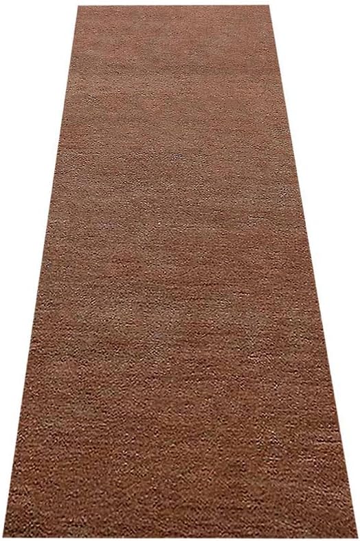 Hand Knotted Loom Wool ECO-Friendly Area Rugs - 2'8''x8', Runner, Light Brown Color, Solid Plain Design, High Pile Thick Handmade Anti Skid Rugs for Living Room (L00111)