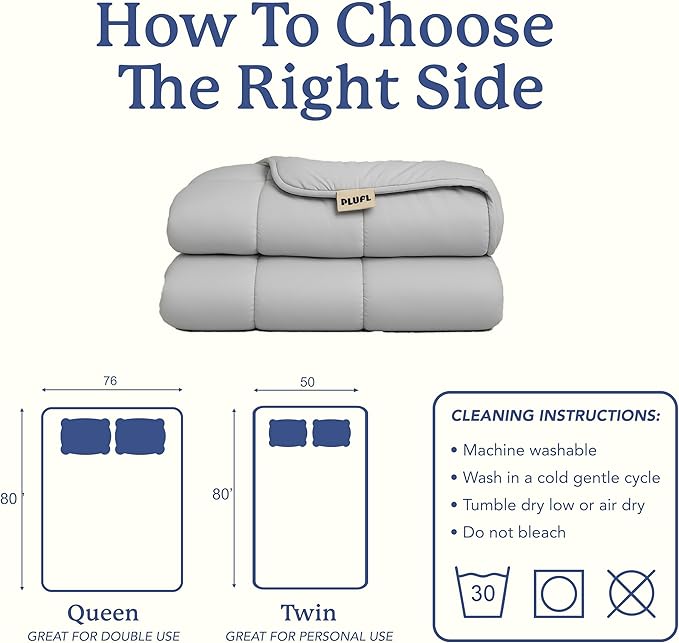 Plufl Breeze Blanket Cooling Comforter, Queen, Lightweight and Breathable Blanket for Hot Sleepers, Ultra-Cooling Year-Round Bedding for Night Sweats, Machine Washable, 76" x 80", Cool Gray