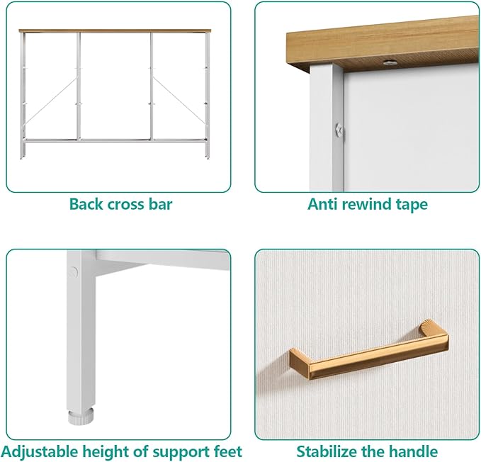 Wide TV Stand Modern TV Console, 11 Drawers Tall Dresser for Bedroom, Fabric Storage Cabinet, Chest of Drawers for Closet, Nursery, Living Room（White）