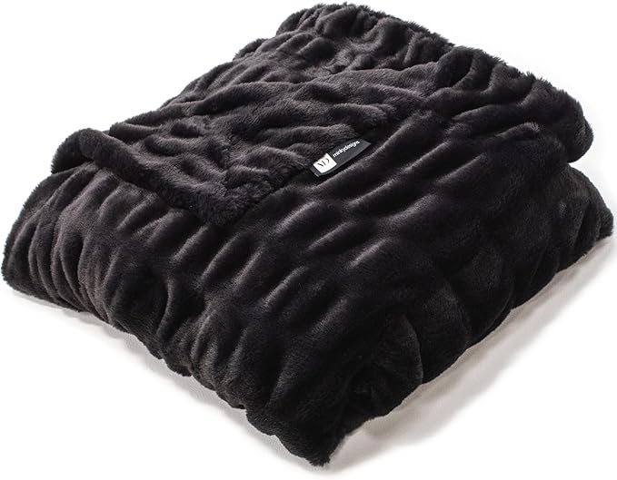 Minky Designs Jaguar Black Minky Blanket – Ultra Soft Faux Fur Throw Blanket for Couch, Bed & Home – Fluffy, Warm & Luxurious – Chic Collection (X-Large, 60x84)