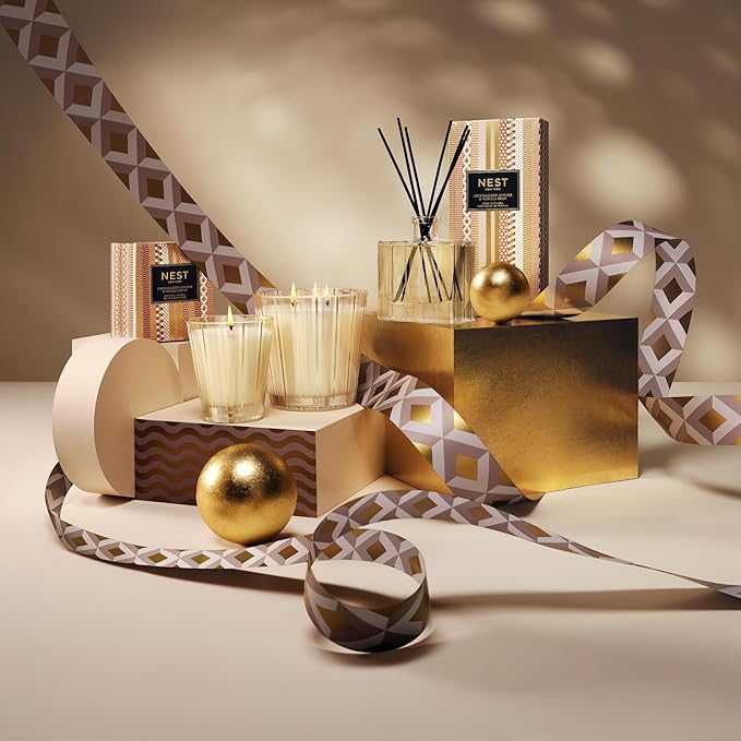 NEST New York Scented 3-Wick Candle, Crystallized Ginger & Vanilla Bean - 21.2 oz - Up to 100-Hour Burn Time - Reusable Glass Vessel