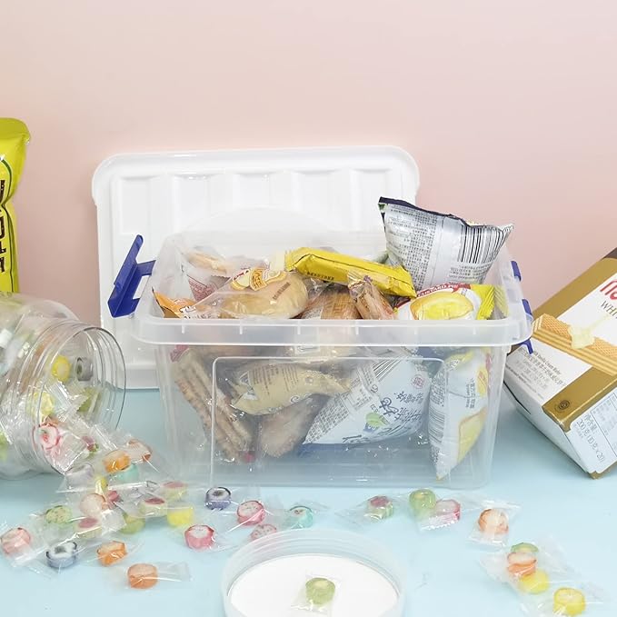 6 Quart Plastic Storage Boxes, 6 Pack Clear Storage Bins with Lids