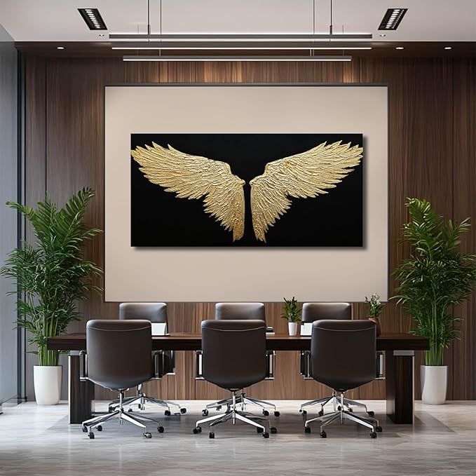 NBAODAN Bird Wall Decor Black and Gold Wall Art Neutral Decorative Pictures 24"x48" Large Abstract Paintings for Living Room Bedroom Textured Art