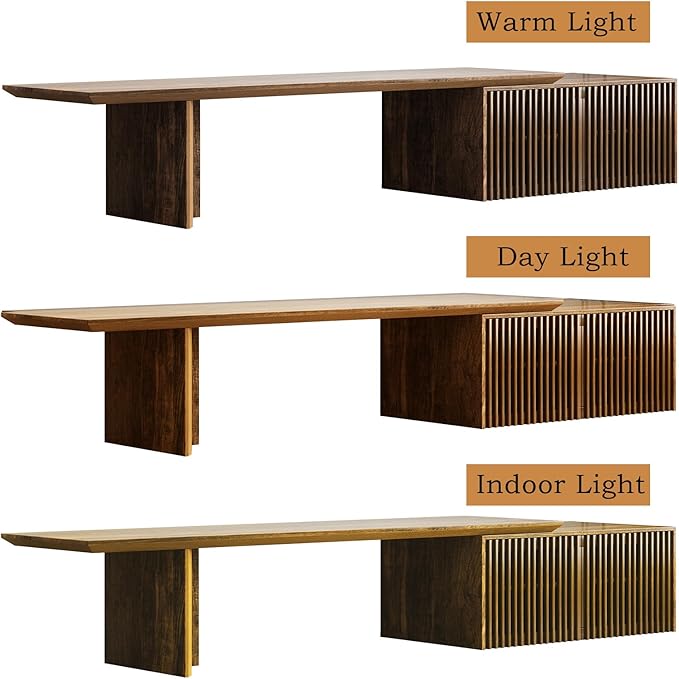 Modern TV Stand, Entertainment Center with Storage, Extendable TV Media Console for Up to 55+ Inch, Minimalist Television Cabinet for Living Room/Bedroom - Rustic Brown (78.7"-110" Extendable)