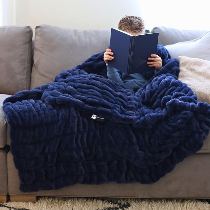 Minky Designs Midnight Horizon Minky Blanket – Ultra Soft Faux Fur Throw Blanket for Couch, Bed & Home – Fluffy, Warm & Luxurious – Chic Collection (Small, 30x36)