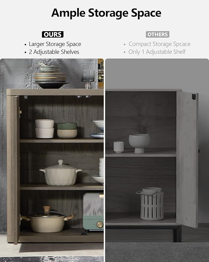 SICOTAS Buffet Cabinet with Storage Sideboard Accent Modern Credenza with Doors & Shelves Fluted 138.4" Tall Media Console Mid Century Coffee Bar Table for Living Room Kitchen Dining Room Hallway