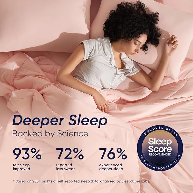 Dream Valley Outlast® Queen Cooling Comforter, NASA-Grade Instant Cooling Blanket for Hot Sleepers, Luxurious Comforter for All Season, Pink Blush, 90"x90"
