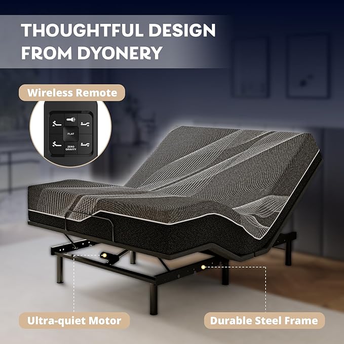 Twin XL Adjustable Bed Base Frame with Wireless Remote + 14 Inch Twin XL Gel Memory Foam Mattress Bed in a Box, Head and Foot Incline, Zero Gravity, Fiberglass Free, 80" × 38"