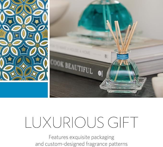 AGRARIA AirEssence Flower and Reed Diffuser Set, Handmade Sola Flower Botanical Home Fragrance Set, Scented Oil Reed Diffuser Gift for All Occasions