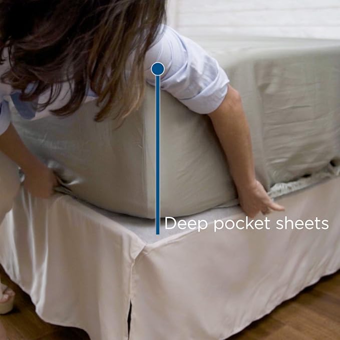 MyPillow Giza Dreams Bed Sheets, 100% Certified Giza Egyptian Cotton, Deep Pocket, Sateen Weave [Full, Taupe]