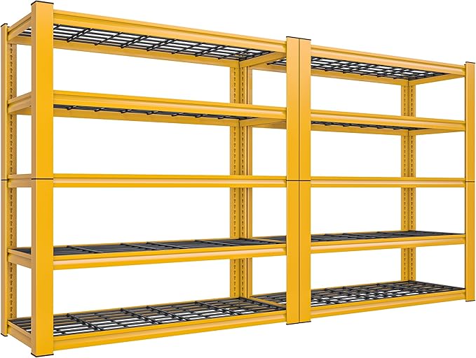 REIBII 72''H Garage Shelving 3010 LBS Storage Shelves Adjustable Metal Shelving 5 Tier Metal Shelves for Storage Industrial Shelf for Kitchen Pantry Warehouse Basement 72" HX35.5 WX16 D, 2 Pack