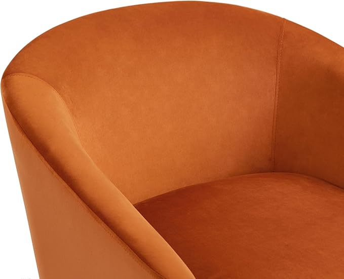 Swivel Barrel Accent Chair, Modern Round Velvet Fabric Arm Chair for Living Room, Bedroom, Comfy Club Reading Chairs for Adults(Velvet, Orange, Set of 2)