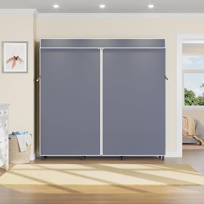 VIPEK V30C Clothes Rack with Cover, Heavy Duty Garment Rack with Oxford Fabric Cover, Portable Closet with Adjustable Shelves & Hang Rods, Freestanding Wardrobe Metal Closet Rack for Hanging Clothes