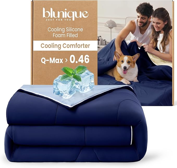 Cooling Silicone Foam Filled Cooling Comforter,Cooling Blanket for Hot Sleeper,Twin Size Summer Ice Comforter,All-Season Lightweight Bedding,Keep Cooling&Breathable All Night(60"x88")