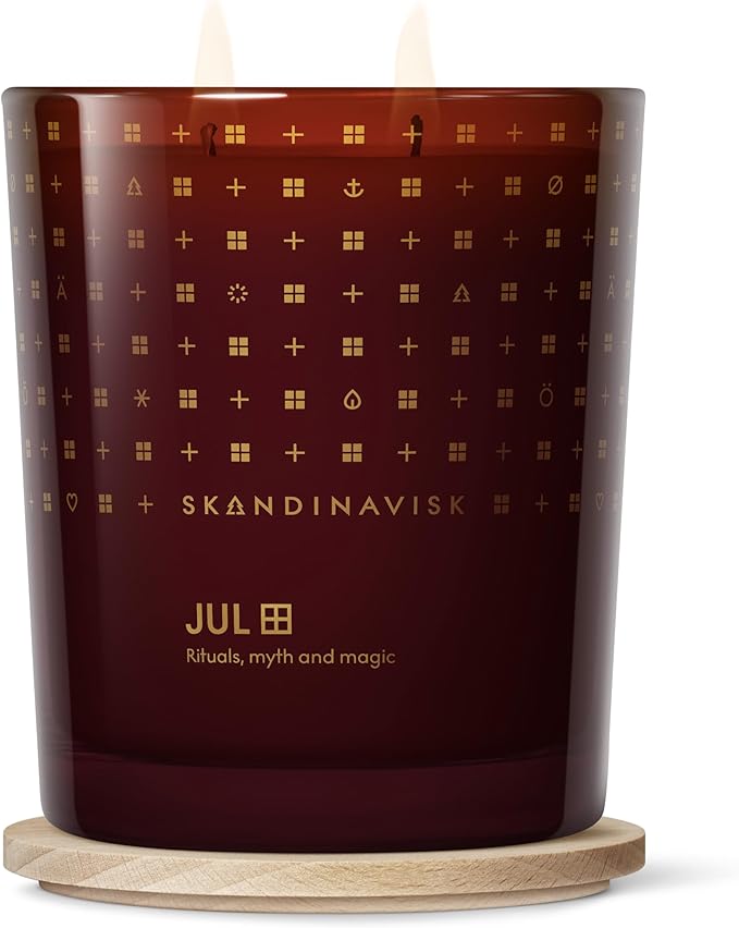 Skandinavisk JUL 'Christmas' Scented Candle with 2 Wicks, Special Edition, Scent Notes: Baked Gingerbread, Winter Cloves and Spiced Oranges, Vegan Formula, 12.3 oz.