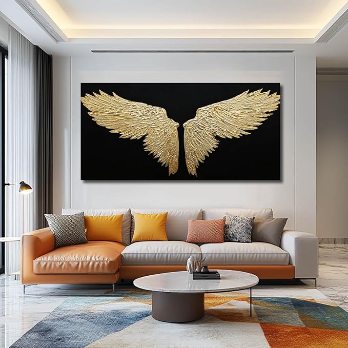 NBAODAN Large Canvas Art Black Abstract Wall Decor Gold Bird Painting Modern Wall Art for Office Minimalist Home Decor Artwork for Living Room 29x58 Inch