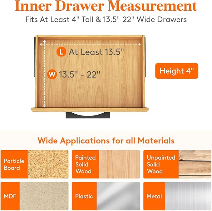Lifewit 12 Pack Drawer Dividers Plastic 4" High, 13.5-22" Adjustable Drawer Organizers for Clothes, Expandable Dresser Separators in Bedroom/Bathroom/Kitchen/Fridge/Office Organization and Storage