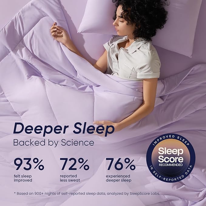 Dream Valley Outlast® Twin Cooling Comforter, NASA-Grade Instant Cooling Blanket for Hot Sleepers, Luxurious Comforter for All Season, Lavender Fog, 60"x80"