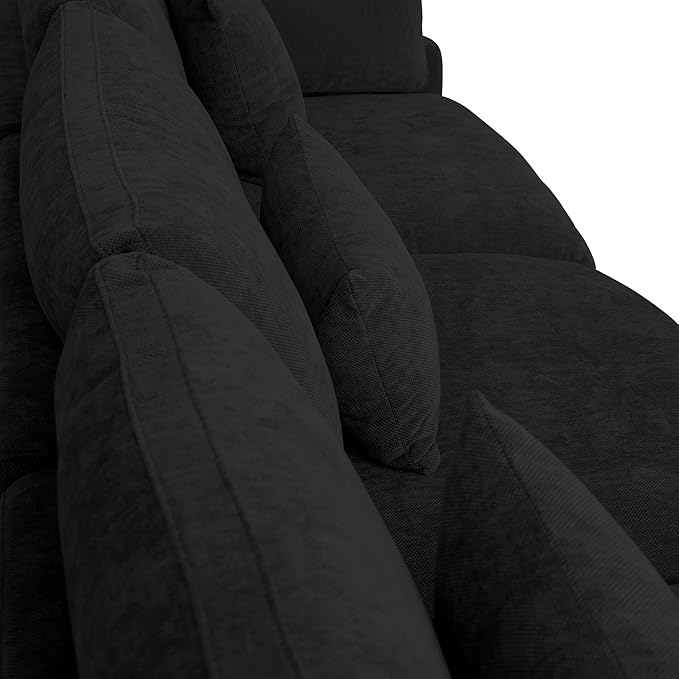 Cloud Couch Modular Sectional Sofa,82.68" L Shaped Couch,Down Filled Convertible Wide Seater, 2 Seater+Ottoman for Living Room Set,Covers Washable&Replaceable,Black