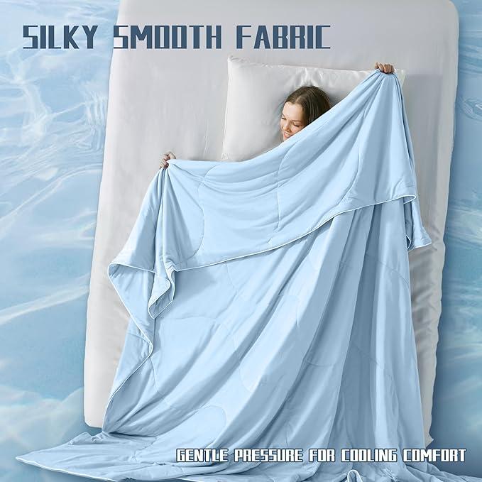 DOWNCOOL Cooling Comforter, Blue Cooling Blanket Twin Size, Cooling Duvet for Hot Sleeper, Breathable Summer Quilt, Lightweight Soft Q-Max>0.4 Arc-Chill Cool Comforter,68"X90"