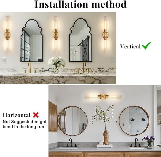 Gold Crystal Bathroom Wall Sconce Light Fixture Modern Bathroom Vanity Light,28.5in Brass Sconces Wall Lighting,Linear Indoor Wall Sconce Light for Bedroom,Hallway,Staircase,Living Room,Dining Room