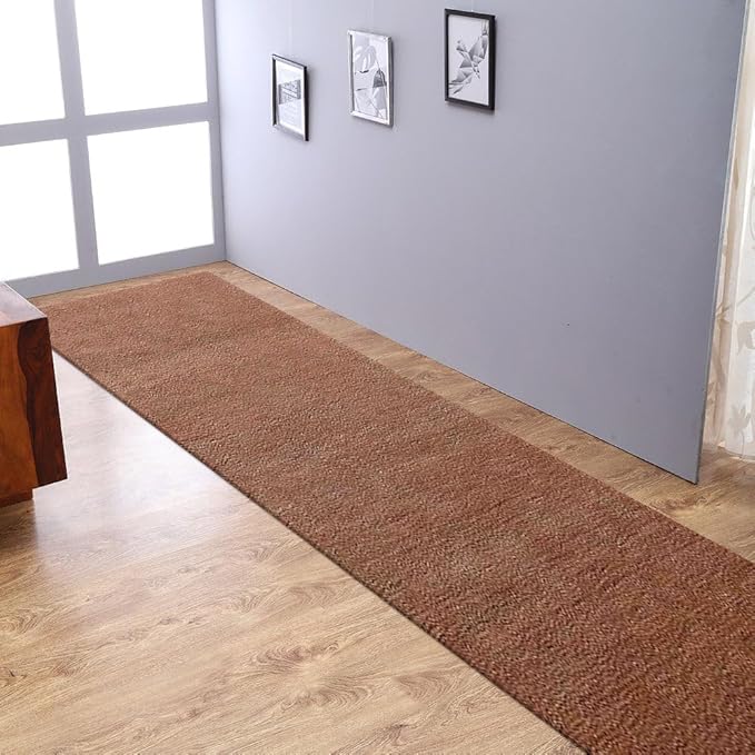 Hand Knotted Loom Wool ECO-Friendly Area Rugs - 2'6''x10', Runner, Camel Color, Solid Plain Design, High Pile Handmade Anti Skid Area Rugs for Living Room, Bed Room (L00111)